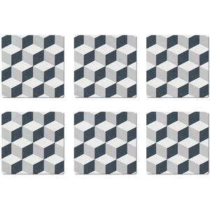 Denby Grey Geometric Square Set Of 6 Placemats