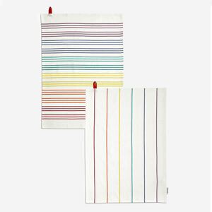 Sur La Table Colour Me Happy Set of 2 Multi Coloured Stripes Tea Towels