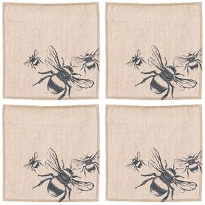 The Just Slate Company Set of 4 Bee Linen Napkins