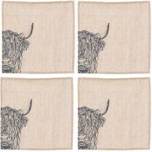 The Just Slate Company Set of 4 Highland Cow Linen Napkins