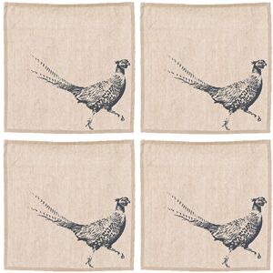 The Just Slate Company Set of 4 Pheasant Linen Napkins