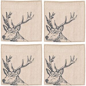 The Just Slate Company Set of 4 Stag Linen Napkins