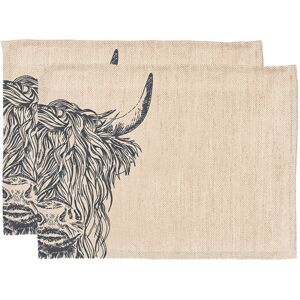 The Just Slate Company Set of 2 Highland Cow Linen Placemats