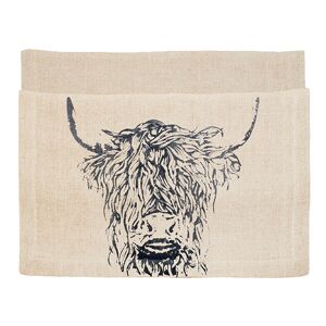 The Just Slate Company Highland Cow Linen Table Runner