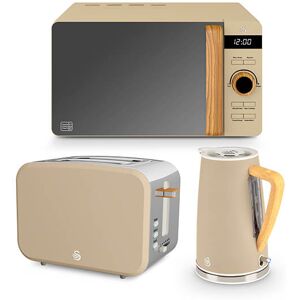 Swan Nordic Oatmeal 1.7L Kettle, 2 Slice Toaster & 20L Digital Microwave Set Swan Nordic Oatmeal 1.7L Kettle, 2 Slice Toaster & 20L Digital Microwave Set
