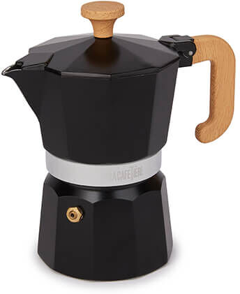 La Cafetiere Espresso Maker 3 Cup Black Wood Effect Handle