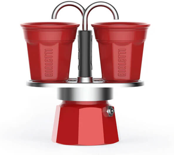 Bialetti Mini Express Double Serve Coffee Maker (2 Cups & 2 Cup Coffee Maker) - Red