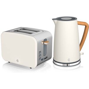 Swan Nordic Cotton White 1.7 Litre Cordless Kettle and 2 Slice Toaster