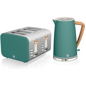 Swan Nordic Pine Green 1.7 Litre Cordless Kettle and 4 Slice Toaster