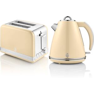 Swan Retro Cream Kettle and 2 Slice Toaster Set