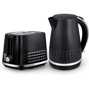 Tower Solitaire Kettle and 2 Slice Toaster Set Black