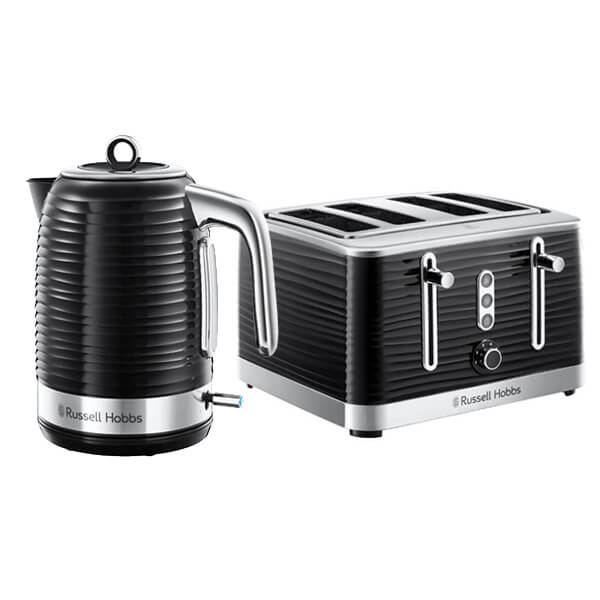 Russell Hobbs Inspire Kettle & 4 Slice Toaster Set Black