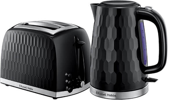 Russell Hobbs Honeycomb Black Kettle & 2 Slice Toaster Set