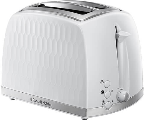 Russell Hobbs Honeycomb 2 Slice White Toaster