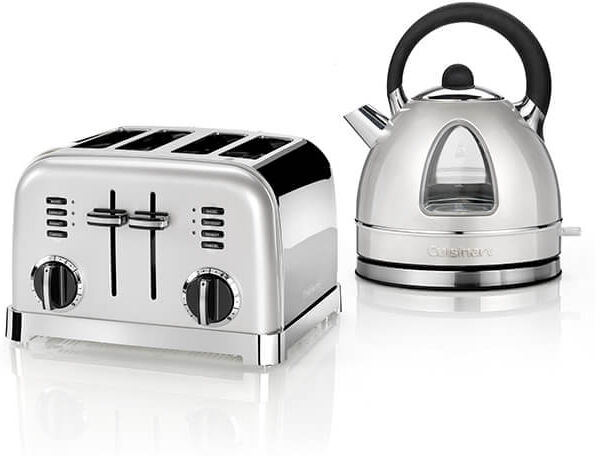 Cuisinart Style Frosted Pearl Traditional Kettle & 4 Slice Toaster Breakfast Set