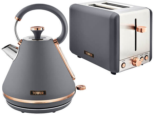 Tower Cavaletto Pyramid Kettle and 2 Slice Toaster Set Grey