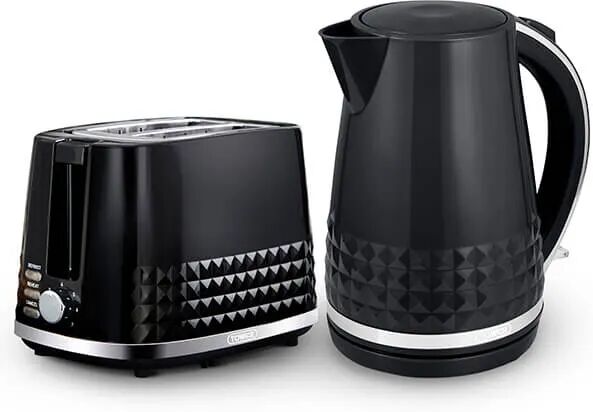 Tower Solitaire Kettle and 2 Slice Toaster Set Black