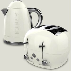 The Funky Appliance Company 1.7 Litre Kettle and 4 Slice Toaster Set Cream