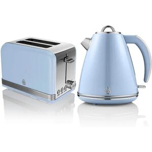 Swan Retro Blue Kettle and 2 Slice Toaster Set