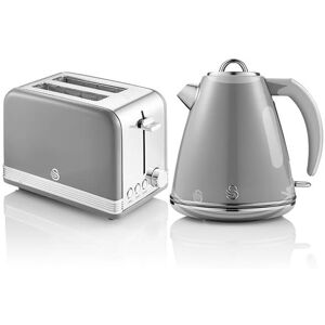 Swan Retro Grey Kettle and 2 Slice Toaster Set