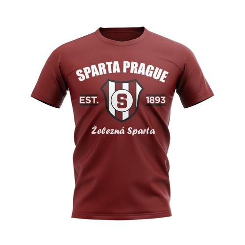 UKSoccershop Sparta Prague Established Football T-Shirt (Maroon) - Maroon - male - Size: Small (34-36\\")