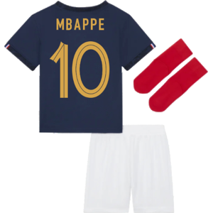 Nike 2022-2023 France Home Little Boys Mini Kit (Mbappe 10) - Navy - male - Size: MB 5-6yrs (110-116cm) Nike 2022-2023 France Home Little Boys Mini Kit (Mbappe 10) - Navy - male - Size: MB 5-6yrs (110-116cm)