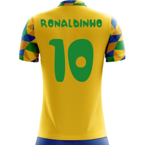 Airo Sportswear 2023-2024 Brazil Home Concept Football Shirt (Ronaldinho 10) - Kids - Yellow - male - Size: XSB 24-26\