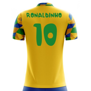 Airo Sportswear 2022-2023 Brazil Home Concept Football Shirt (Ronaldinho 10) - Kids - Yellow - male - Size: XLB 32-35\