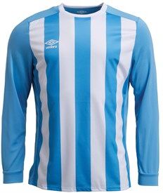 Umbro Mens Milan Stripe Long Sleeve Football Jersey Sky Blue/White Umbro Mens Milan Stripe Long Sleeve Football Jersey Sky Blue/White
