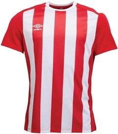Umbro Mens Milan Stripe Short Sleeve Football Jersey Vermillion/White Umbro Mens Milan Stripe Short Sleeve Football Jersey Vermillion/White