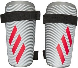 adidas Mens X Lite Shin Guards Silver Metallic/Hi Res Red/White adidas Mens X Lite Shin Guards Silver Metallic/Hi Res Red/White