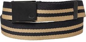 Fred Perry Mens Bold Tipped Webbing Belt Black/Champagne Fred Perry Mens Bold Tipped Webbing Belt Black/Champagne