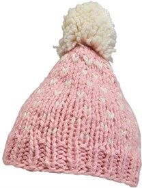 MINOTI Junior Girls Jacquard Pom Pom Hat Pink/Cream MINOTI Junior Girls Jacquard Pom Pom Hat Pink/Cream