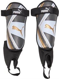 Puma Mens Pro Training 2 Spirit Shin Guards White/Black/Gold Puma Mens Pro Training 2 Spirit Shin Guards White/Black/Gold