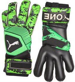 Puma Mens One Grip 1 Hybrid Pro Goalkeeper Gloves Puma Black/Charcoal Grey/Green Gecko Puma Mens One Grip 1 Hybrid Pro Goalkeeper Gloves Puma Black/Charcoal Grey/Green Gecko