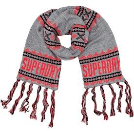 Superdry Womens Jenna Fairisle Scarf Grey Marl Superdry Womens Jenna Fairisle Scarf Grey Marl