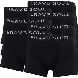 Brave Soul Mens Seven Seven Pack Boxer Shorts Jet Black/Optic White Brave Soul Mens Seven Seven Pack Boxer Shorts Jet Black/Optic White