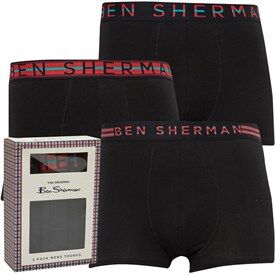 Ben Sherman Mens Elvy Three Pack Trunks Black/Black/Black Ben Sherman Mens Elvy Three Pack Trunks Black/Black/Black