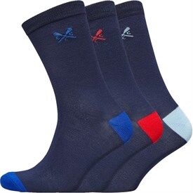 Crew Clothing Mens Three Pack Solid Heal Socks Navy Multi Crew Clothing Mens Three Pack Solid Heal Socks Navy Multi