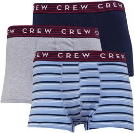 Crew Clothing Mens Three Pack Stripe Boxers Alaskan Blue Crew Clothing Mens Three Pack Stripe Boxers Alaskan Blue