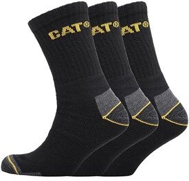 Caterpillar Mens Workwear Three Pack Crew Socks Black Caterpillar Mens Workwear Three Pack Crew Socks Black