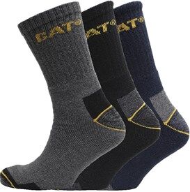 Caterpillar Mens Workwear Three Pack Crew Socks Charcoal/Black/Navy Caterpillar Mens Workwear Three Pack Crew Socks Charcoal/Black/Navy