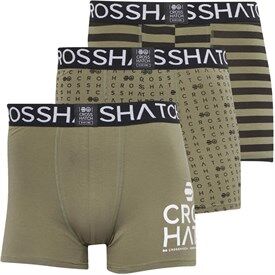 Crosshatch Mens Gridline Three Pack Boxer Shorts Green Crosshatch Mens Gridline Three Pack Boxer Shorts Green