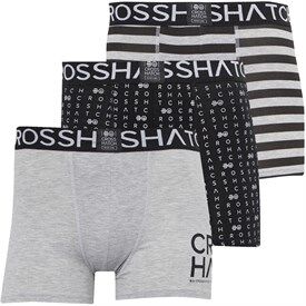 Crosshatch Mens Gridline Three Pack Boxer Shorts Grey Marl Crosshatch Mens Gridline Three Pack Boxer Shorts Grey Marl