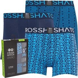 Crosshatch Mens Hexaline Three Pack Boxer Shorts Malibu Blue Crosshatch Mens Hexaline Three Pack Boxer Shorts Malibu Blue