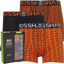 Crosshatch Mens Hexaline Three Pack Boxer Shorts Red Orange Crosshatch Mens Hexaline Three Pack Boxer Shorts Red Orange