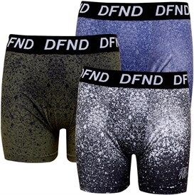 DFND London Junior Boys Splatter Three Pack Boxers Black/Khaki/Navy DFND London Junior Boys Splatter Three Pack Boxers Black/Khaki/Navy