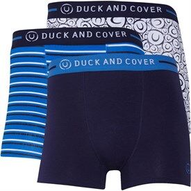 Duck and Cover Mens Kangas Boxer Shorts Three Pack Blue Duck and Cover Mens Kangas Boxer Shorts Three Pack Blue