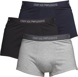 Emporio Armani Three Pack Trunks Navy Blue/Grey/Black Emporio Armani Three Pack Trunks Navy Blue/Grey/Black