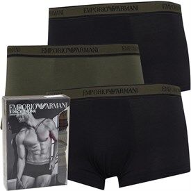 Emporio Armani Three Pack Trunks Black/Military/Black Emporio Armani Three Pack Trunks Black/Military/Black